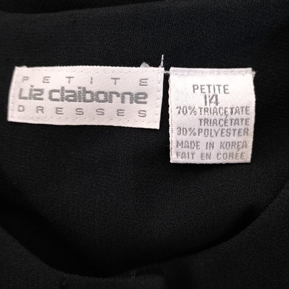 (304) Vintage Liz Claiborne Black Midi Shirt Dress Size 14 - Picture 5 of 6
